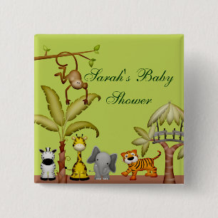 Jungle Animal Safari Celebration Baby Shower 2 Inch Square Button
