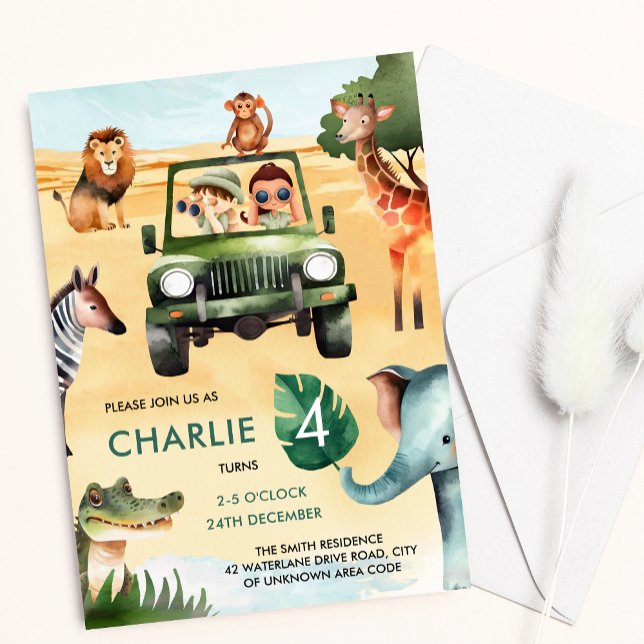Jungle Animal Safari Kids Birthday  Invitation (Creator Uploaded)