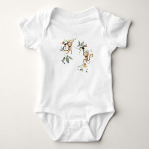 Jungle animal theme, monkey and toucan baby bodysuit