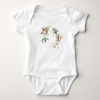Jungle animal theme, monkey and toucan baby bodysuit