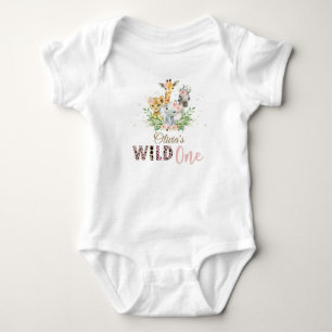 Jungle Animal Wild ONE Girl 1st Birthday Outfit  B Baby Bodysuit