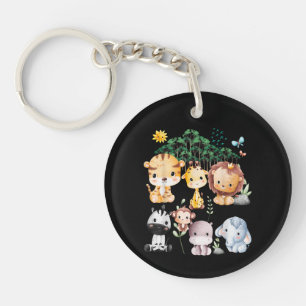 Jungle Animal Wildlife Safari Theme Forest Cute Ba Keychain