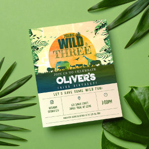 Jungle Animal Young Wild & 3 Cheap Birthday Invite