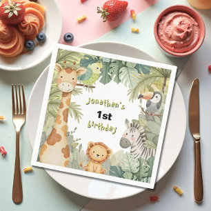 Jungle Animals 1st Birthday Party  Napkin