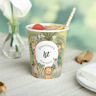 Jungle Animals 1st Birthday Party Paper Cups
