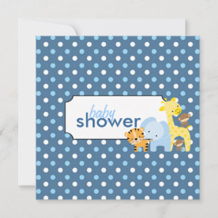 Jungle Animals Baby Boy Shower Invitations
