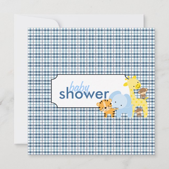 Jungle Animals Baby Boy Shower Invitations (Front)