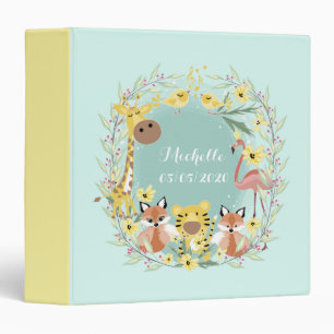 Jungle animals baby shower boy or girl. 3 ring bin binder