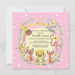 Jungle animals baby shower boy or girl. holiday card