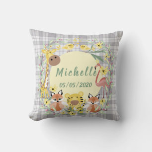 Jungle animals baby shower boy or girl. throw pill pillow