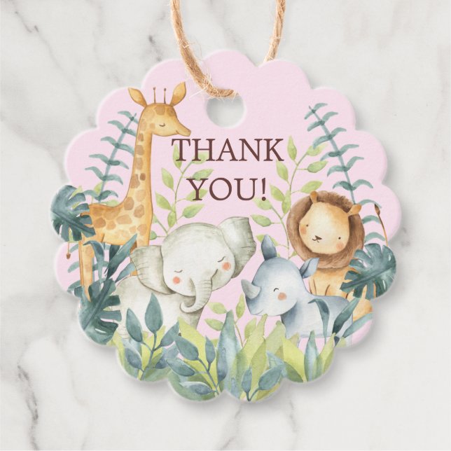 Jungle Animals Baby Shower Favour Gift Tag (Front)