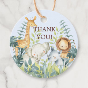 Jungle Animals Baby Shower Favour Gift Tag