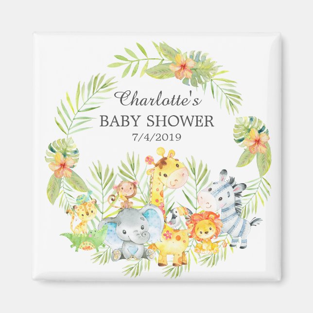 Jungle Animals Baby Shower Favour  Magnet (Front)