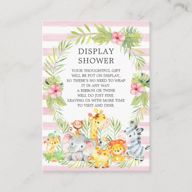 Jungle Animals Baby Shower Gift Display Shower Enclosure Card (Front)