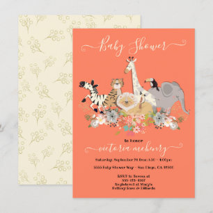Jungle Animals Baby Shower Invitation