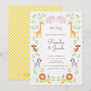 Jungle Animals Baby Shower Invitation