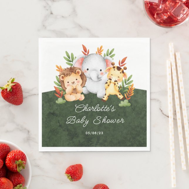 Jungle Animals Baby Shower Paper Napkins (Insitu)