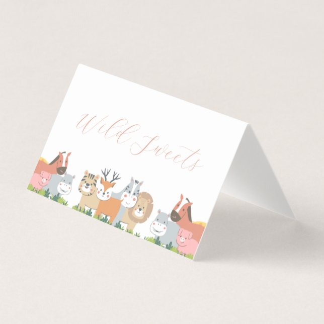 Jungle Animals Baby Shower Tent Card (Front)