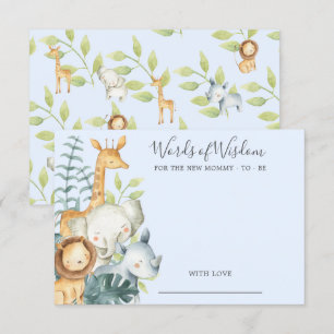Jungle Animals Baby Shower Words of Wisdom Card