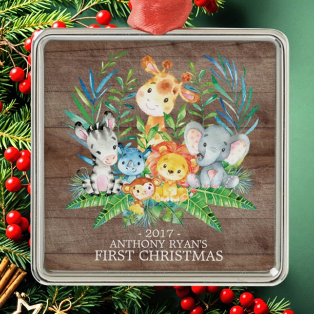 Jungle  Animals Baby's First Christmas Ornament (Creator Uploaded)