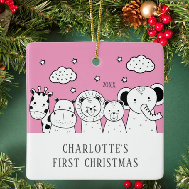 Jungle Animals Baby's First Christmas Ornament (Creator Uploaded)