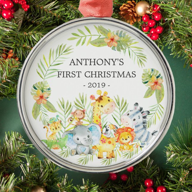 Jungle Animals Baby's First Christmas Ornament (Creator Uploaded)