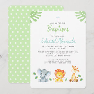 Jungle Animals Baptism Invitation