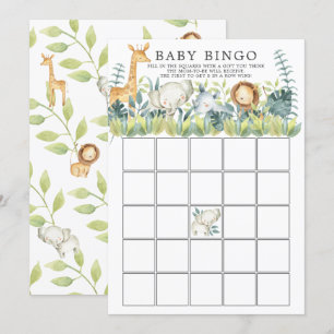 Jungle Animals BINGO Baby Shower Game Invitation