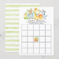 Jungle Animals BINGO Baby Shower Game