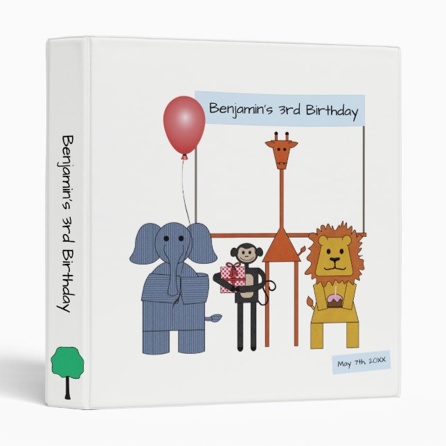Jungle Animals Birthday Party Binder - on white (Front/Spine)