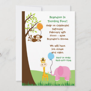 Jungle Animals Birthday Party Invitation