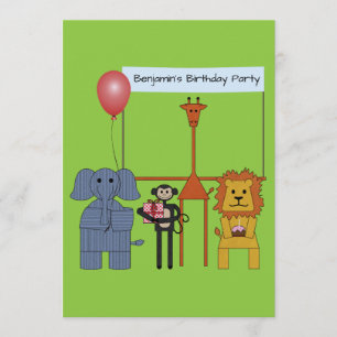 Jungle Animals Birthday Party Invitation -  No. 1 
