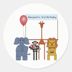 Jungle Animals Birthday Party Round Sticker