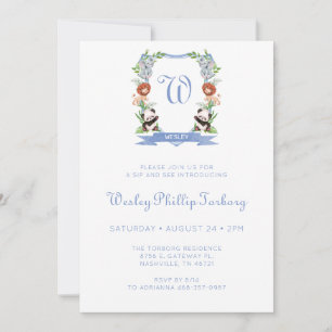 Jungle Animals Crest Boy Sip And See Invitation