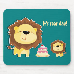 Jungle animals cute lion cub kids birthday cake mouse pad