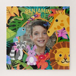 Jungle animals cute personalized kids photo jigsaw puzzle
