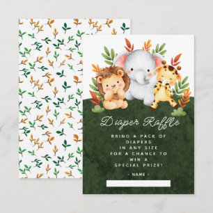 Jungle Animals Diaper Raffle Enclosure Card