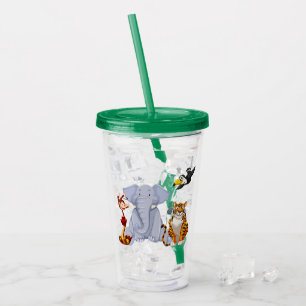 Jungle Animals: elephant, tiger, monkey Acrylic Tumbler