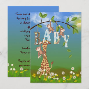 Jungle Animals for Boy Shower Invitation
