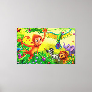 Jungle animals giant canvas kid's bedroom print