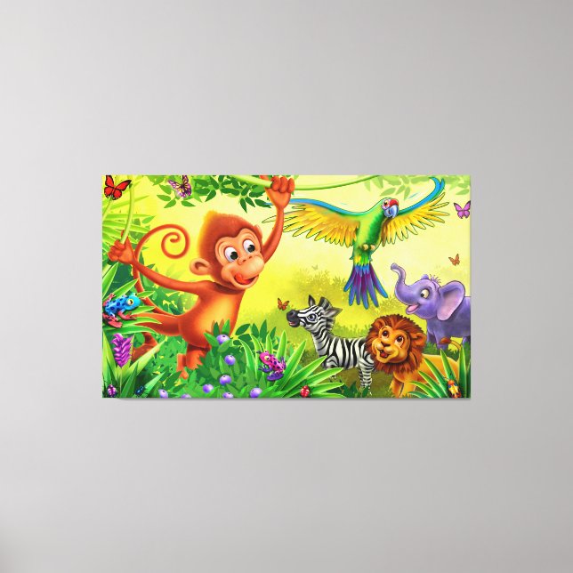 Jungle animals giant canvas kid's bedroom print (Front)