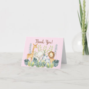 Jungle Animals Girls Baby Shower Thank You