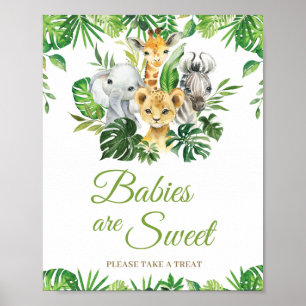 Jungle Animals Greenery Babies are Sweet Treat  Po Poster