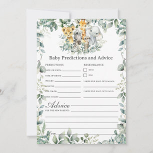 Jungle Animals Greenery Baby Predictions Game Card