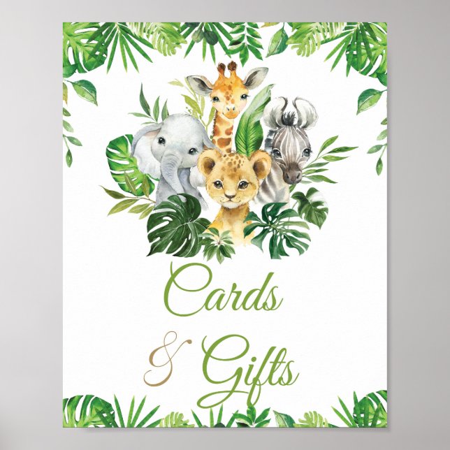Jungle Animals Greenery Baby Shower Cards & Gifts  Poster (Front)