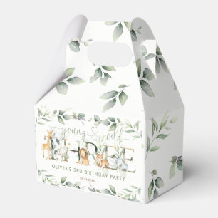 Jungle Animals Greenery Young Wild 3rd Birthday Favor Box