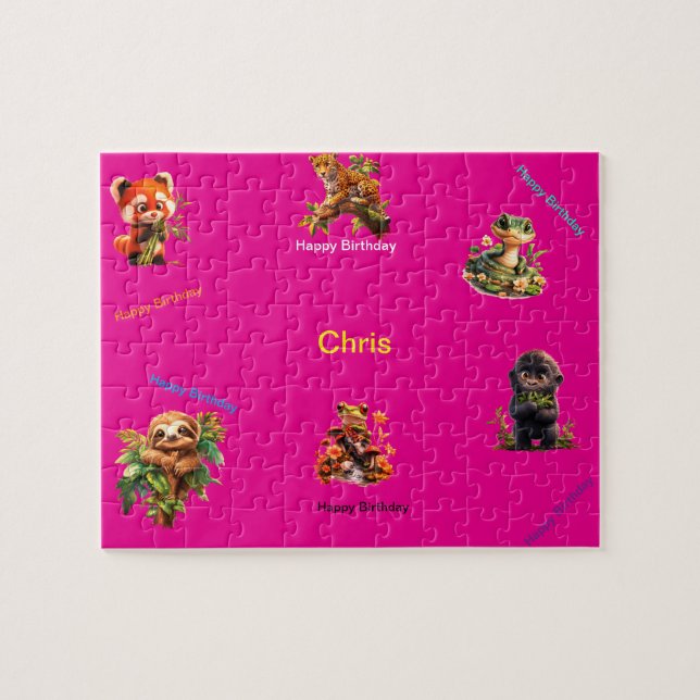  Jungle Animals "Happy Birthday"  Jigsaw Puzzle (Horizontal)