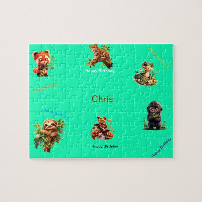  Jungle Animals "Happy Birthday"  Jigsaw Puzzle (Horizontal)