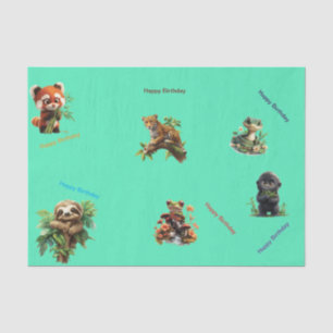  Jungle Animals "Happy Birthday" Tissue Paper