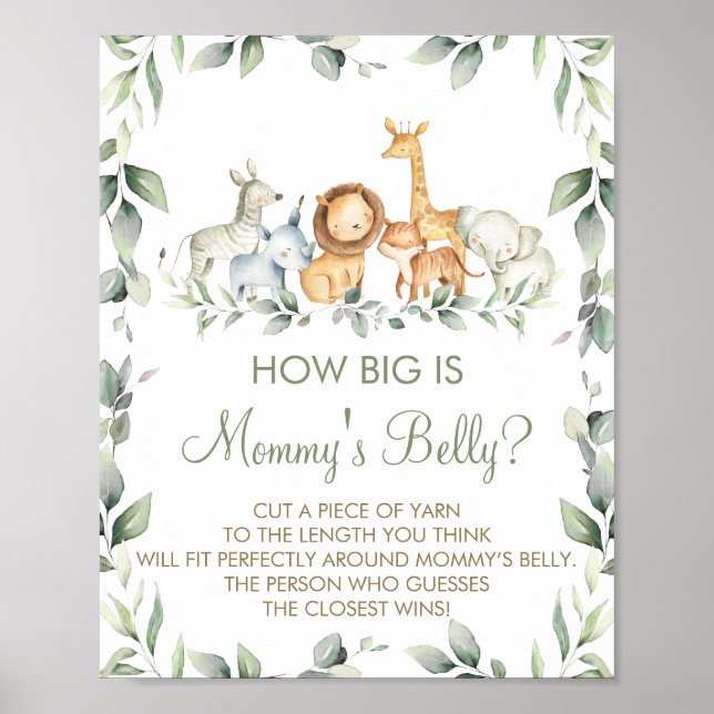 Jungle Animals How Big is Mommy's Belly Game Poster (Front)